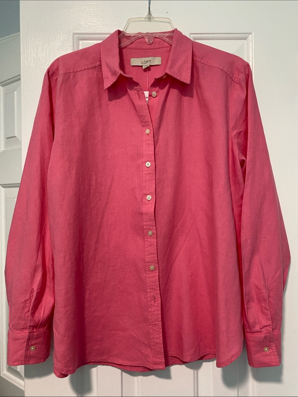 LOFT Women’s Button-Down Shirt in Bright Pink